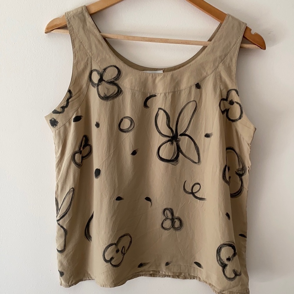 Vintage LJUKA Floral Silk Hand Made in New York Painted Tank Top